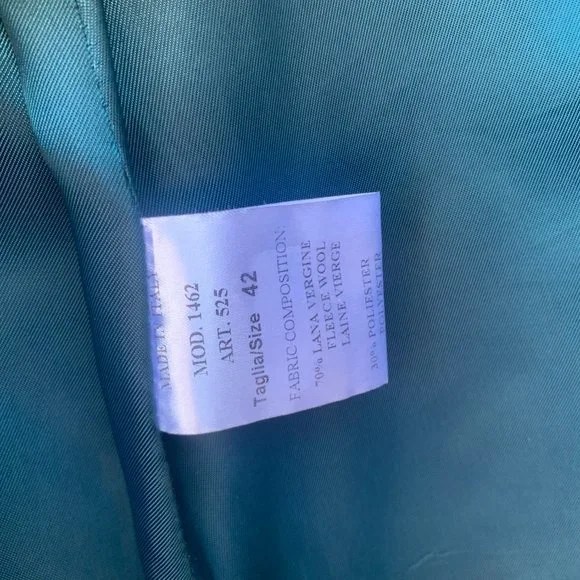 ❌SOLD❌Vintage Italian Speckled Wool Teal Blue 1950's Style Peacoat size Small … - Picture 9 of 10